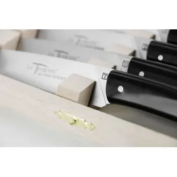 Andre Verdier Le Thiers Elegance 6 Pc Knife In Box - Black Acrylic Handle