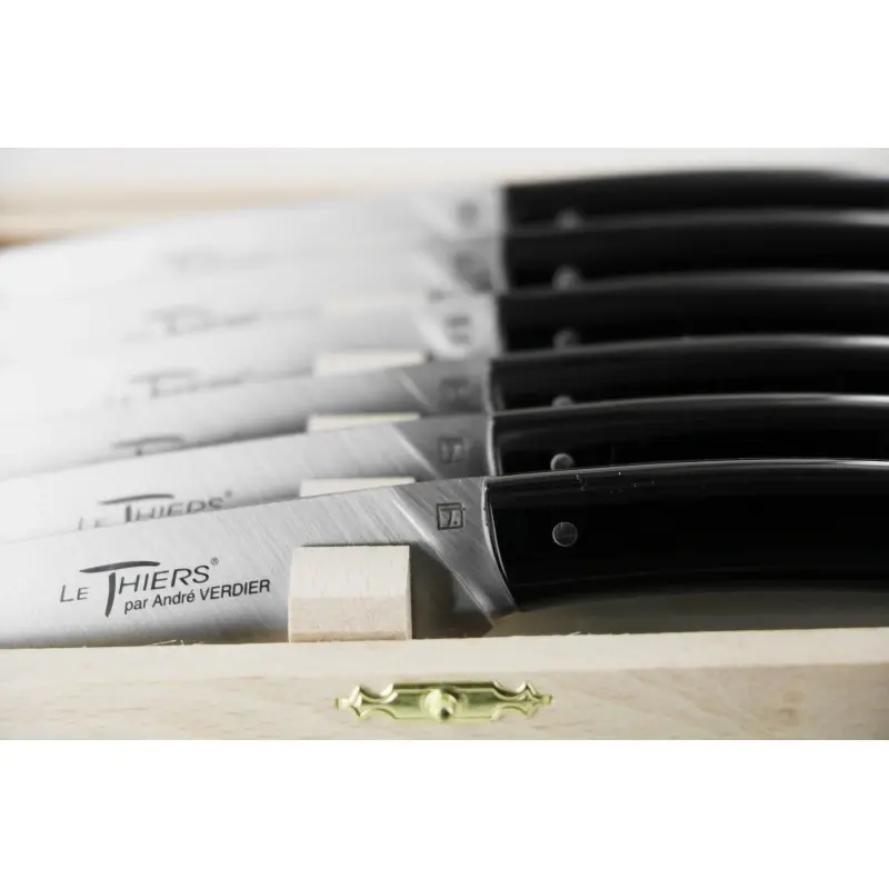 Andre Verdier Le Thiers Elegance 6 Pc Knife In Box - Black Acrylic Handle