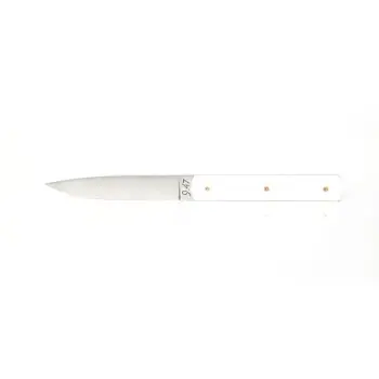 Perceval Table Knife - 947 Collection - Polyacetal White Handle - Golden Screws
