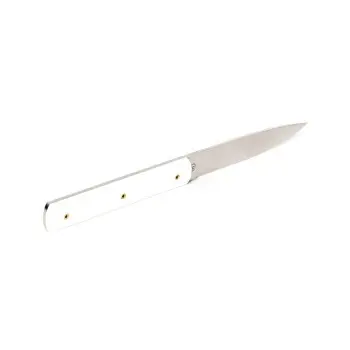 Perceval Table Knife - 947 Collection - Polyacetal White Handle - Golden Screws