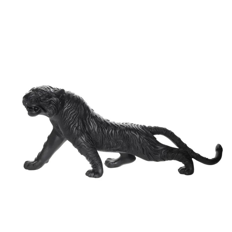 Daum Glass Sculpture Black Magnum Bengal Tiger by Tiger 11.8'' x 26'' x 7.1''