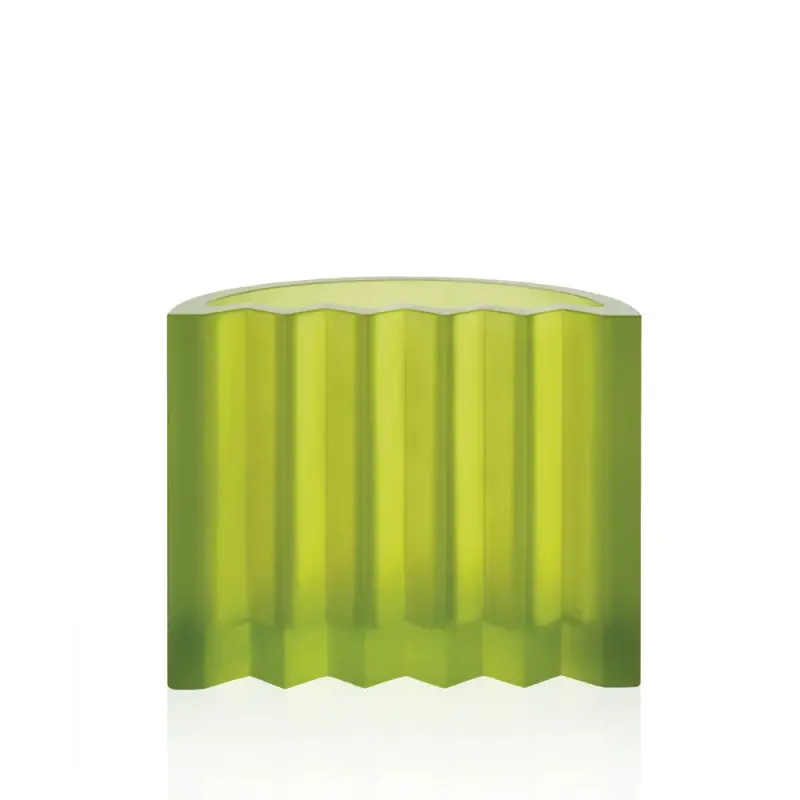 Daum Glass Sculpture Small Green Vase by Zigzag - Wilmotte Victoria 7.9'' x 9.1'' x 4.9''
