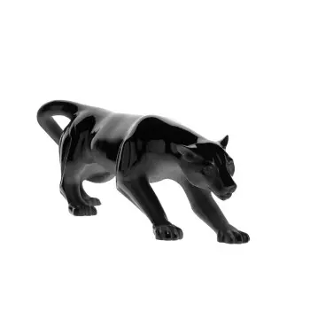 Daum Glass Sculpture Black Magnum Panther by Panther 7.9'' x 22.4'' x 5.7''