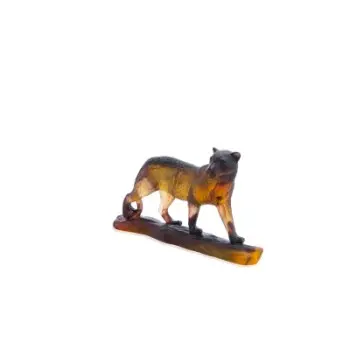 Daum Glass Sculpture Leopard by Leopard 7.3'' x 14.2'' x 3.9''