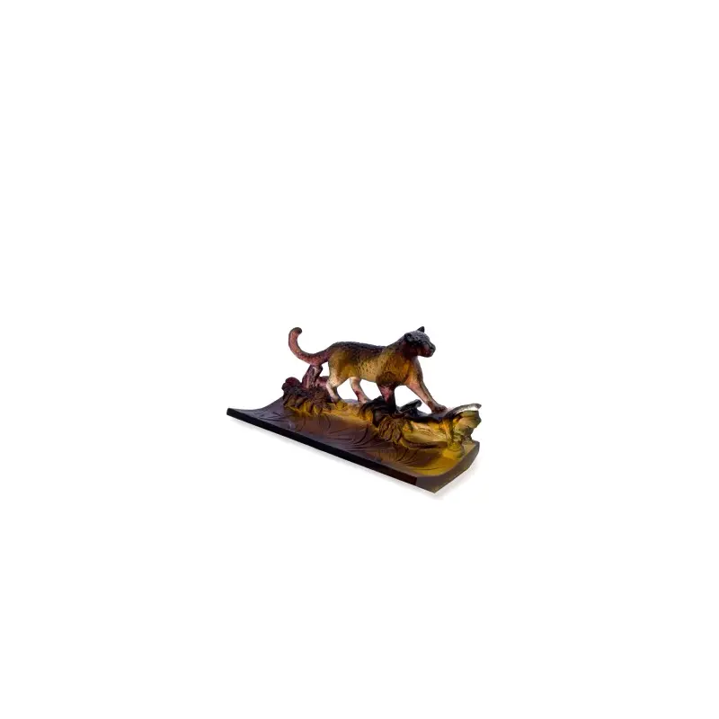 Daum Glass Sculpture Leopard Pencil Holder by Leopard 5.1'' x 10.2'' x 4.9'' Daum Glass Sculpture Leopard Pencil Holder by Leopard 5.1'' x 10.2'' x 4.9''