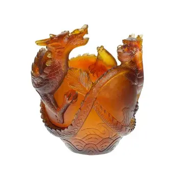 Daum Glass Sculpture Dragon Vase by Dragon 9.4'' x 8.3'' x 8.3''