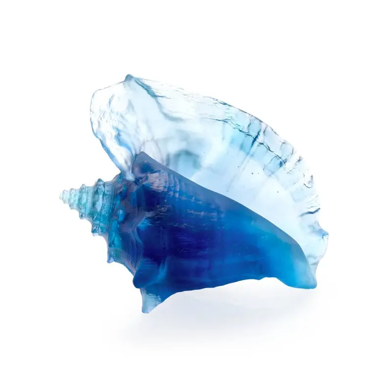 Daum Glass Sculpture Large Shell by Mer de Corail 7.5'' x 9.1'' x 5.7''