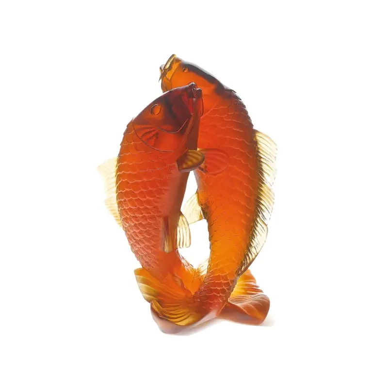 Daum Glass Sculpture Golden Carps by 0 10.2'' x 7.7'' x 5.7''