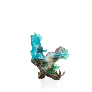 Daum Glass Sculpture The Dance of the Fighters by Mer de Corail 13.2'' x 13.8'' x 9.4''