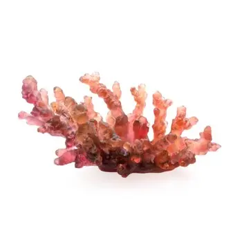 Daum Glass Sculpture Medium Amber Red Bowl by Mer de Corail 7.1'' x 14.4'' x 9.1''