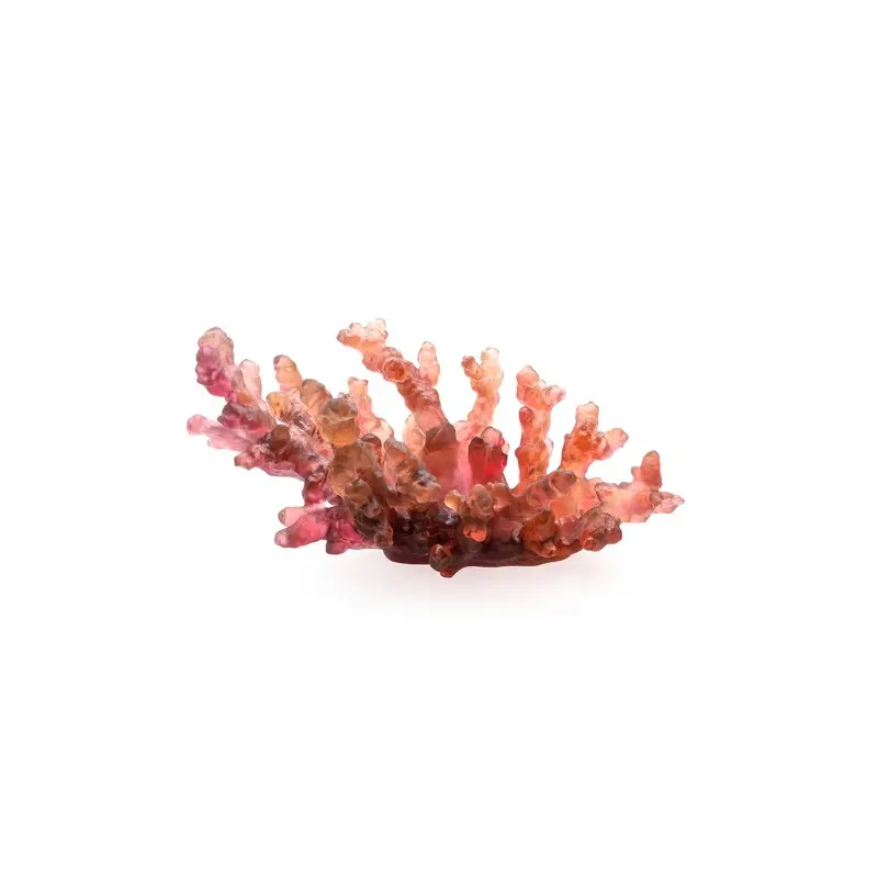 Daum Glass Sculpture Medium Amber Red Bowl by Mer de Corail 7.1'' x 14.4'' x 9.1''