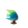 Daum Glass Sculpture Blue Yellow Royal Angelfish by Mer de Corail 12.9'' x 12.6'' x 7.9''