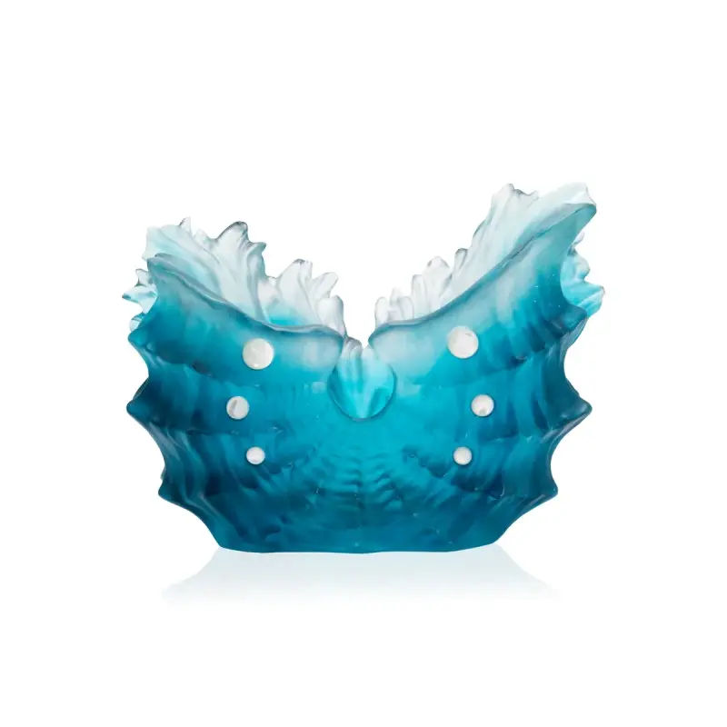 Daum Glass Sculpture Seashell Medium Vase by Maya 11.8'' x 9.8'' x 5.1''
