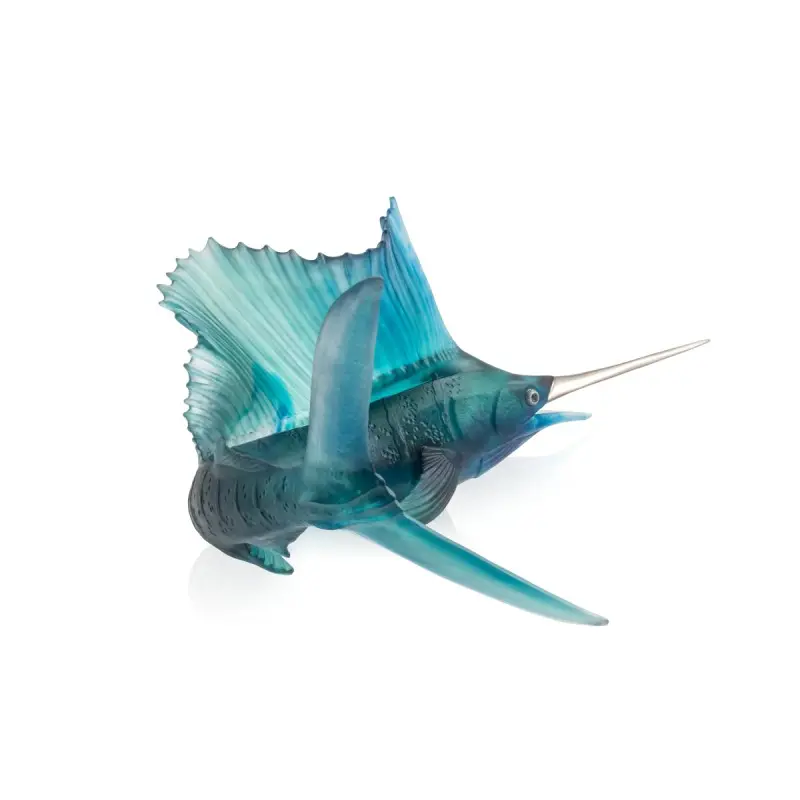Daum Glass Sculpture Emperor Sailfish by Maya 14.2'' x 31.5'' x 18.1'' Daum Glass Sculpture Emperor Sailfish by Maya 14.2'' x 31.5'' x 18.1''