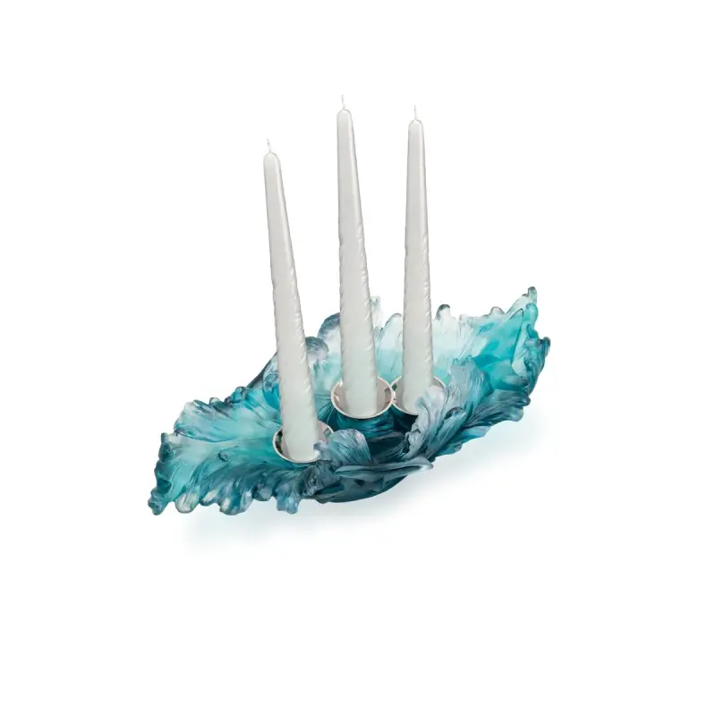 Daum Glass Sculpture Medium Candelabra by Maya 6.7'' x 13.8'' x 5.1''