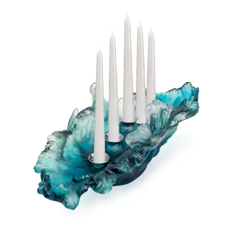Daum Glass Sculpture Large Candelabra by Maya 7.7'' x 24.4'' x 9.8'' Daum Glass Sculpture Large Candelabra by Maya 7.7'' x 24.4'' x 9.8''