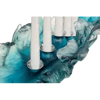 Daum Glass Sculpture Large Candelabra by Maya 7.7'' x 24.4'' x 9.8''