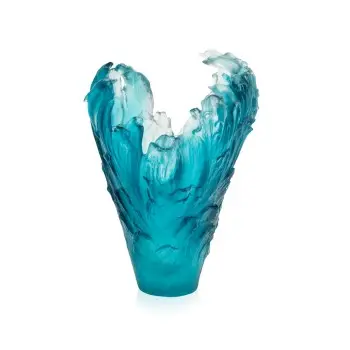 Daum Glass Sculpture Dolphins Large Vase by Maya 13.4'' x 9.4'' x 7.1''