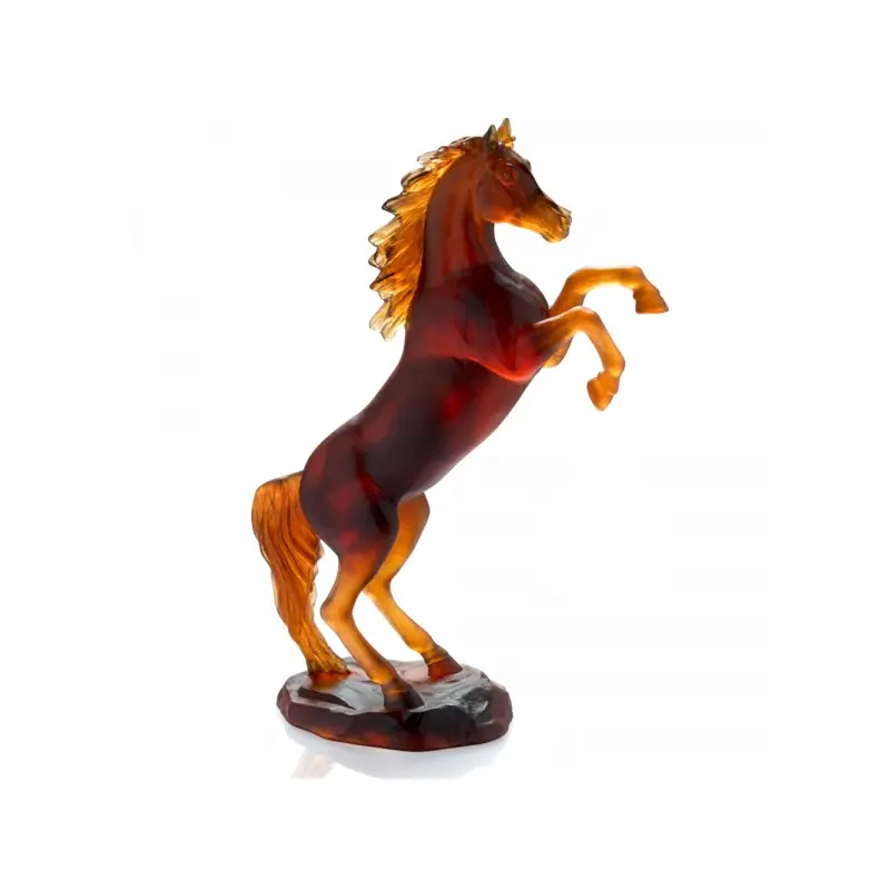 Daum Glass Sculpture Amber Spirited Horse by Horse 14.6'' x 11'' x 5.1''