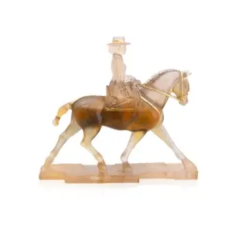 Daum Glass Sculpture Andalusian Horsewoman by Horse 14.2'' x 16.1'' x 4.7''