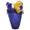 Daum Glass Sculpture Blue Horse Magnum Vase, 2 Gilded Heads by Cavalcade - Horse Vase 19.7'' x 15.7'' x 15.7''