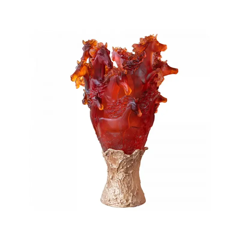 Daum Glass Sculpture Cavalcade Amber Prestige Vase by Cavalcade - Horse Vase 33.9'' x 22.4'' x 22.4'' Daum Glass Sculpture Cavalcade Amber Prestige Vase by Cavalcade - Horse Vase 33.9'' x 22.4'' x 22.4''