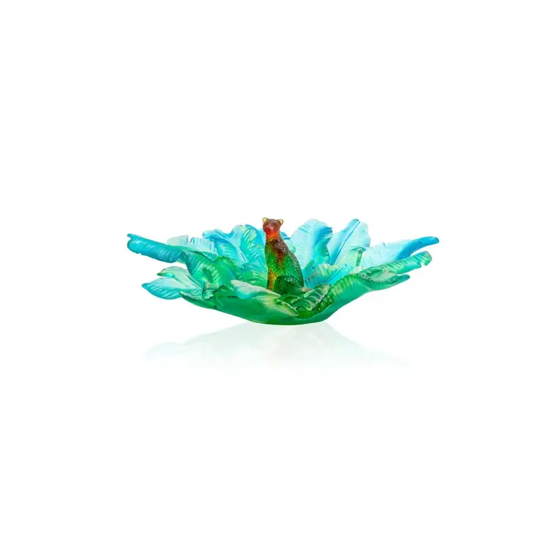 Daum Glass Sculpture Centrepiece by Tropical Voyage 6.3'' x 20.9'' x 18.1''