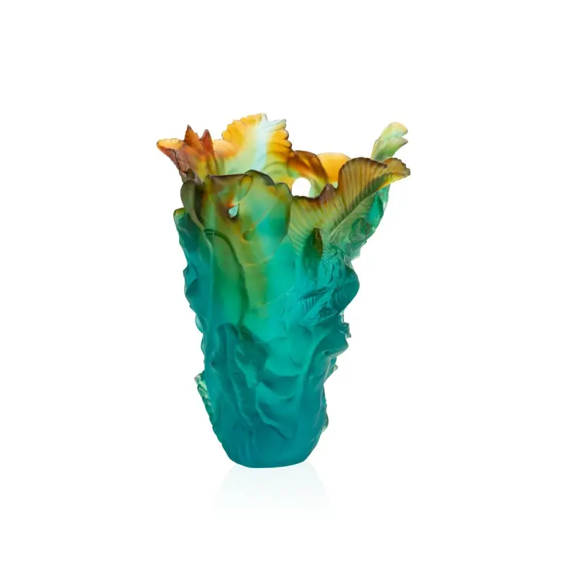 Daum Glass Sculpture Large Vase by Tropical Voyage 12.6'' x 9.3'' x 9.3''