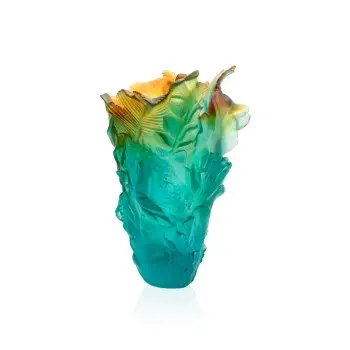 Daum Glass Sculpture Large Vase by Tropical Voyage 12.6'' x 9.3'' x 9.3''