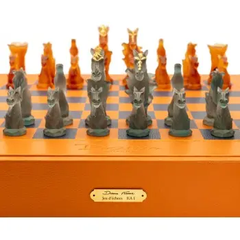 Daum Glass Sculpture Cavalcade Chess Game by Cavalcade - Horse Vase 3.3'' x 24'' x 23.2''
