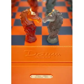 Daum Glass Sculpture Cavalcade Chess Game by Cavalcade - Horse Vase 3.3'' x 24'' x 23.2''