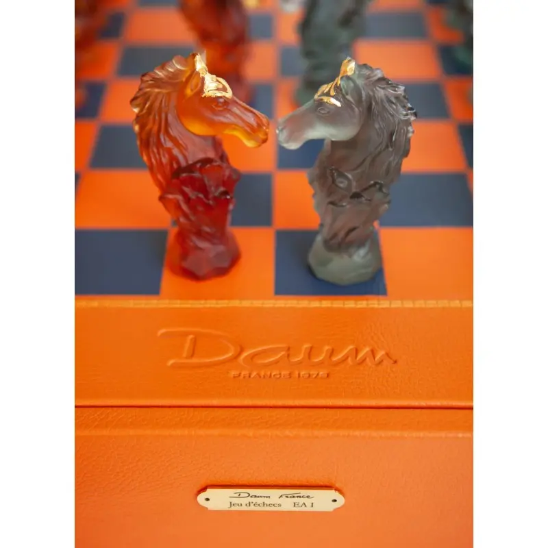 Daum Glass Sculpture Cavalcade Chess Game by Cavalcade - Horse Vase 3.3'' x 24'' x 23.2''