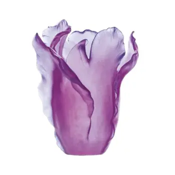 Daum Glass Sculpture Ultraviolet Vase by Tulip 13'' x 11.4'' x 9.8''