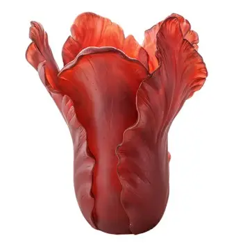 Daum Glass Sculpture "Rouge à l'or" Magnum Vase by Tulip 20.7'' x 16.1'' x 16.1''