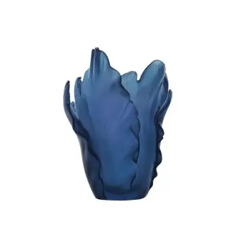 Daum Glass Sculpture Blue Vase by Tulip 6.7'' x 4.7'' x 4.7''
