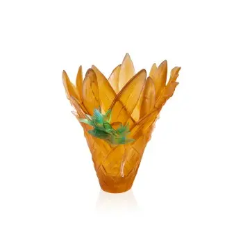 Daum Glass Sculpture Large Vase by Tressage Paradis 14.6'' x 12.2'' x 12.2''