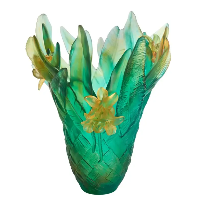 Daum Glass Sculpture Magnum Vase by Tressage 19.9'' x 16.9'' x 16.9''