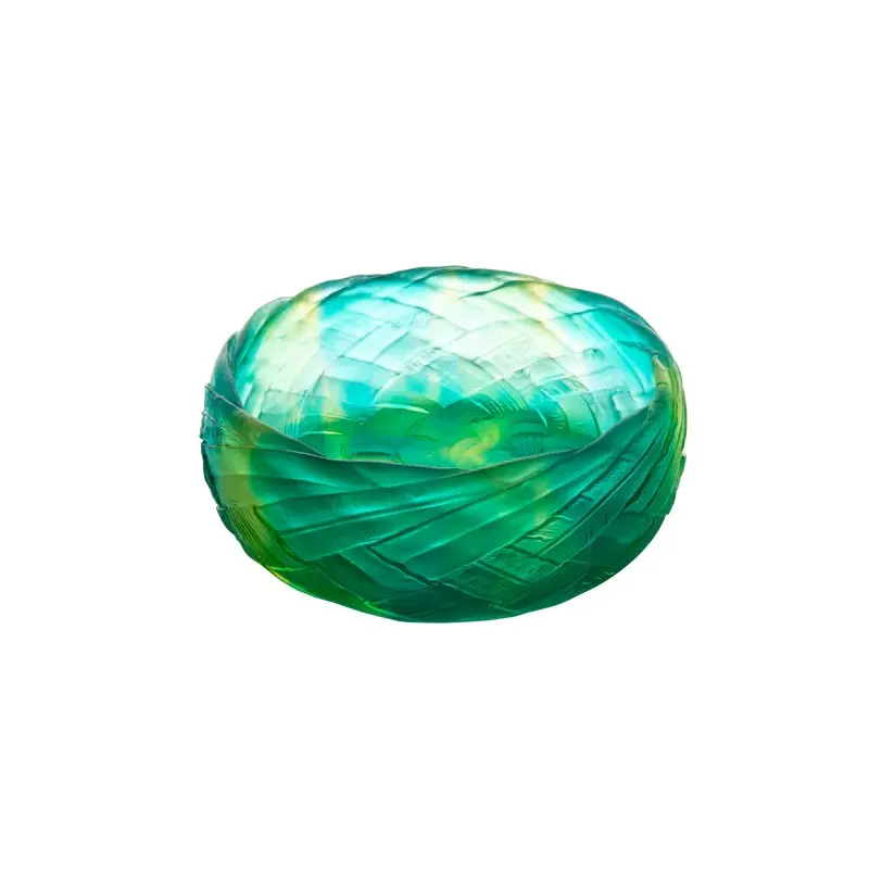 Daum Glass Sculpture Large Bowl by Tressage 4.1'' x 11'' x 11''