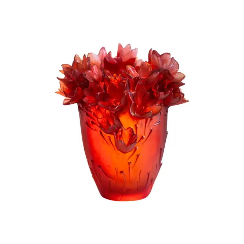 Daum Glass Sculpture Large Vase by Safran 13.8'' x 11.4'' x 11.4''