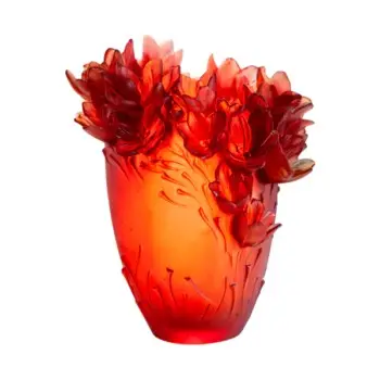 Daum Glass Sculpture Large Vase by Safran 13.8'' x 11.4'' x 11.4''