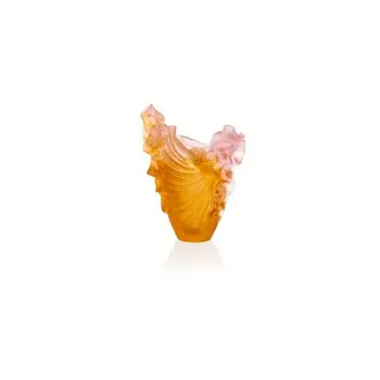 Daum Glass Sculpture Medium Vase by Rose Royale 10.8'' x 8.7'' x 6.3''