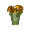 Daum Glass Sculpture Green & Orange Vase by Rose Passion 6.7'' x 5.7'' x 5.7''