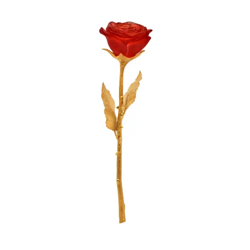 Daum Glass Sculpture Red Rose Eternelle by Eternal Rose 10.6'' x 3.3'' x 2.8''
