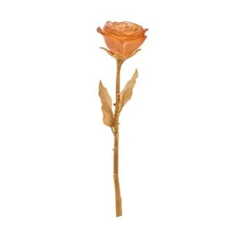 Daum Glass Sculpture Orange Pink Rose Eternelle by Eternal Rose 10.6'' x 3.3'' x 2.8''