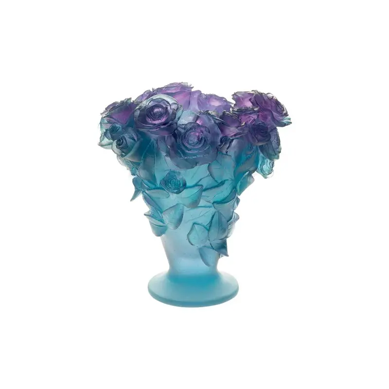 Daum Glass Sculpture Ultraviolet Vase by Roses 11.8'' x 11.2'' x 11.2'' Daum Glass Sculpture Ultraviolet Vase by Roses 11.8'' x 11.2'' x 11.2''