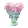 Daum Glass Sculpture Pink Vase by Roses 11.8'' x 11.2'' x 11.2''