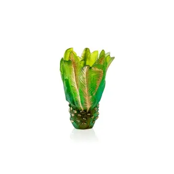 Daum Glass Sculpture Medium Golden Vase by Palm Beach Emilio Robba 11'' x 7.1'' x 7.1''