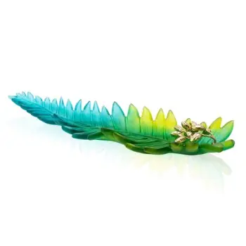 Daum Glass Sculpture Large Leaf Bowl by Palm Beach Emilio Robba 2.8'' x 23.8'' x 9.3''
