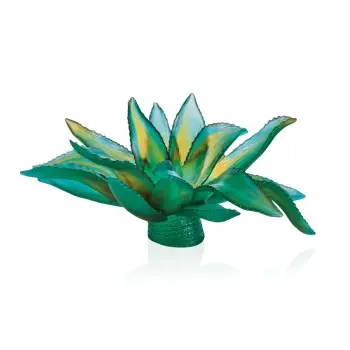 Daum Glass Sculpture Green Agave Centrepiece by Jardin de Cactus Emilio Robba 10.2'' x 24.8'' x 19.7''