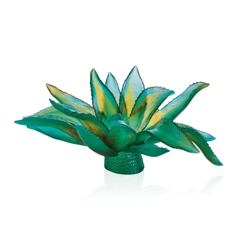 Daum Glass Sculpture Green Agave Centrepiece by Jardin de Cactus Emilio Robba 10.2'' x 24.8'' x 19.7''